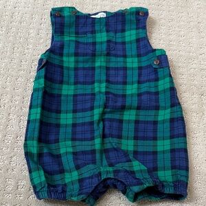 Janie and Jack Green and Blue Plaid Romper